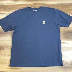 Carhartt Mens Loose Fit Heavyweight Pocket T-Shirt Navy Blue Large